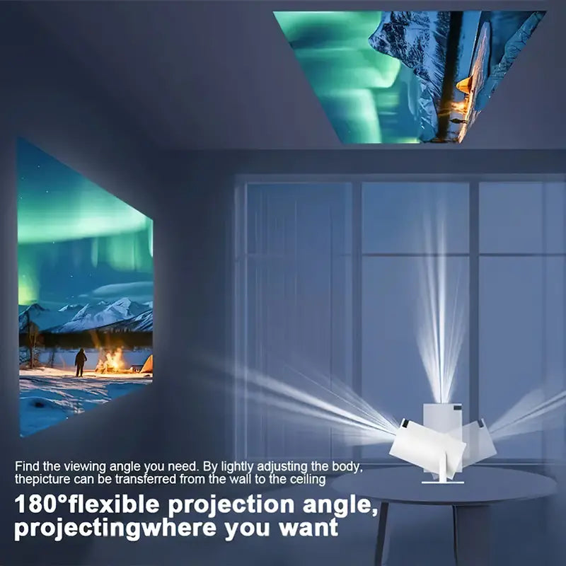 180-degree Rotation PROJECTOR with Speaker For Home-Cinema Bedrooms Crisp High-Quality Newly-Released Perfect for Couples 120-inch Screen Image 200 ANSI Lumens HD Movie Android 11,  Used With HD/Smartphones/Laptops Perfect Gift Christmas-NewYear-Birthdays