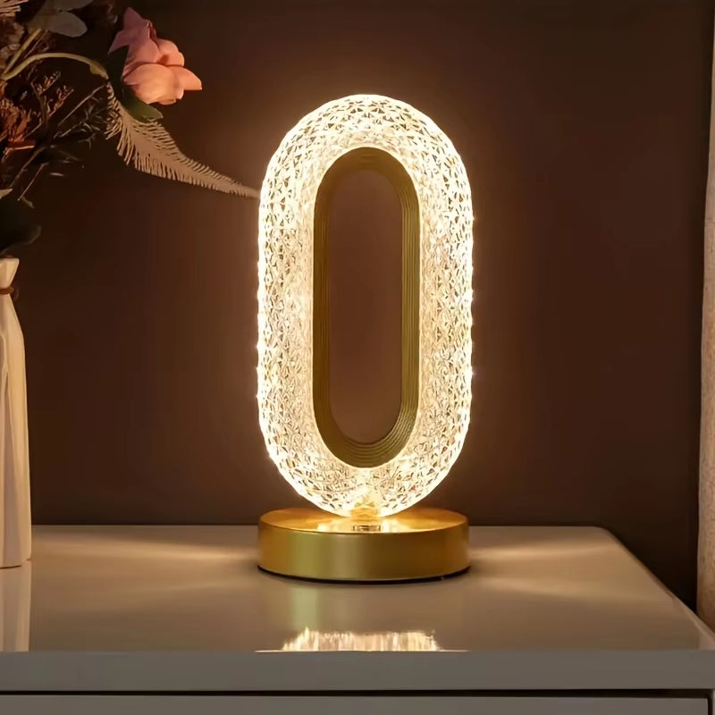 Modern Luxury Oval USB Rechargeable Crystal Table Lamp - Elegant Decorative Night Light for Living Room, Bedroom, and Bedside Ambiance.